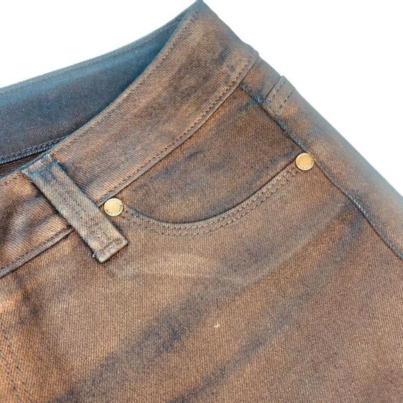 Max Studio | Brown & Navy Iridescent Straight Leg Denim Jeans Size 8 | EUC - Picture 10 of 14